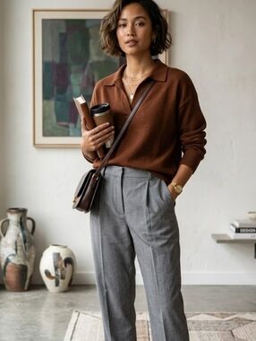 COS Grey 100% Wool Cropped Pants Size 4